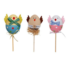 Load image into Gallery viewer, 1PCS Funny Chick Design Plastic Coloring Painted Easter Eggs With Sticks Kids Gifts Toys For Christmas Easter Home Party Favors